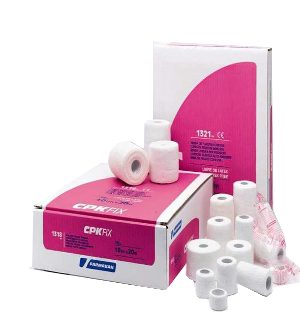 FARMABAN CPK FIX LATEX FREE 10CM X 20M BENDA ELASTICA COESIVA DI FISSAZIONE LATEX FREE DISPENSER BOX 16 PEZZI - Farmacia-flash.it
