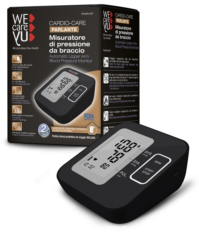 MISURATORE DI PRESSIONE DA BRACCIO PARLANTE WECAREYU CARDIO CARE - Farmacia-flash.it