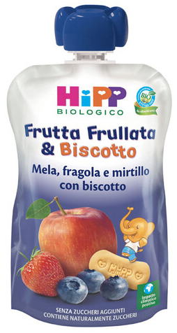 HIPP BIO FRUTTA FRULL&BISCOTTO MELA FRAGOLA MIRTILLO BISCOTTO 90 G - Farmacia-flash.it