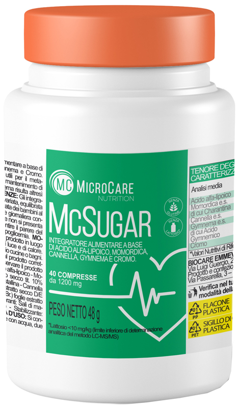 MICROCARE NUTRITION MC SUGAR 40 COMPRESSE DA 1200 MG - Farmacia-flash.it