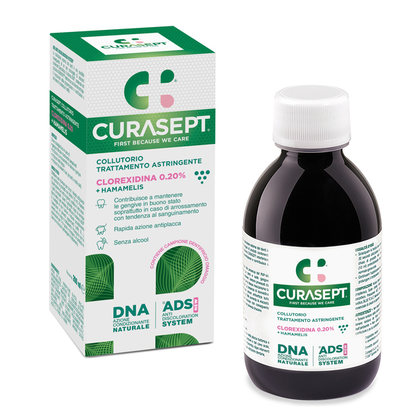 CURASEPT COLLUTORIO ADS DNA TRATTAMENTO ASTRINGENTE 200 ML + CAMPIONE OMAGGIO DENTIFRICIO ASTRINGENTE 6 ML - Farmacia-flash.it