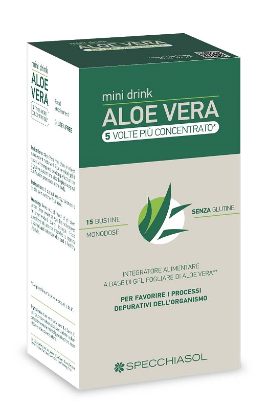 ALOE VERA MINI DRINK 5 VOLTE PIU' CONCENTRATO 15 BUSTINE DA 10 ML - Farmacia-flash.it