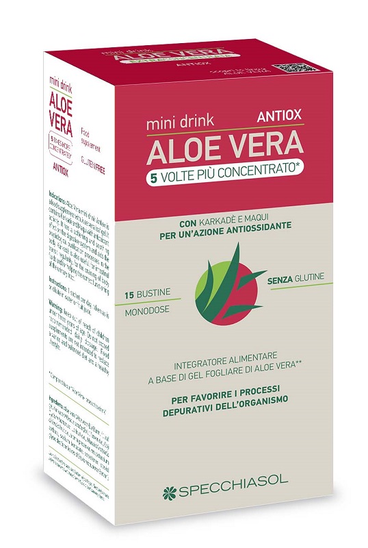 ALOE VERA ANTIOX MINI DRINK 5 VOLTE PIU' CONCENTRATO 15 BUSTINE DA 10 ML - Farmacia-flash.it