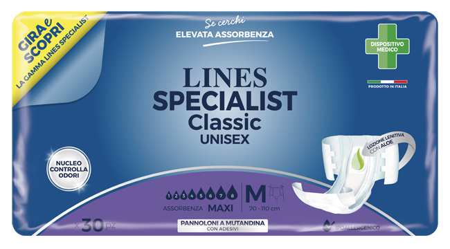 PANNOLONE A MUTANDINA LINES SPECIALIST CLASSIC MAXI MISURA MEDIA 30 PEZZI - Farmacia-flash.it
