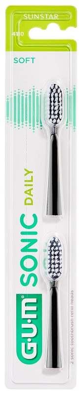 GUM SONIC DAILY SPAZZOLINO BATTERIA REFILL BLACK 2 PEZZI - Farmacia-flash.it