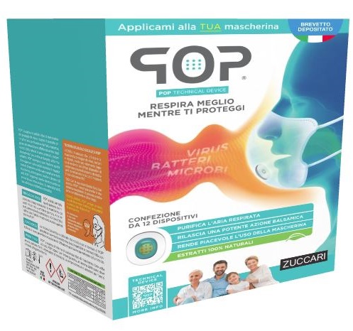 POP TECHNICAL DEVICE 12 DISPOSITIVI ADESIVI PROFUMA E PURIFICA MASCHERINA - Farmacia-flash.it