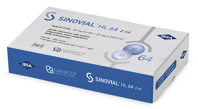 SIRINGA INTRA-ARTICOLARE SINOVIAL HL 64 32 MG + 32 MG 1 FS 2 ML AGO GAUGE 21 - Farmacia-flash.it