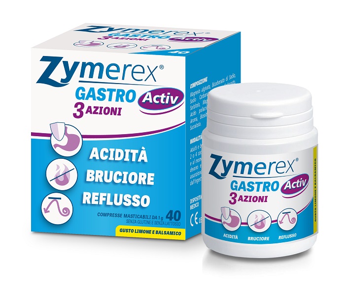 ZYMEREX GASTRO ACTIV 3 AZIONI 40 COMPRESSE MASTICABILI - Farmacia-flash.it