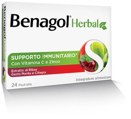 BENAGOL HERBAL MENTA E CILIEGIA 24 PASTIGLIE - Farmacia-flash.it