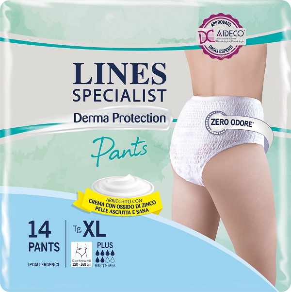 PANNOLONE PER INCONTINENZA LINES SPECIALIST DERMA PANTS PLUS XL 14 PEZZI - Farmacia-flash.it