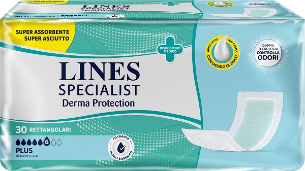 PANNOLONE PER INCONTINENZA LINES SPECIALIST DERMA RETTANGOLARE 30 PEZZI - Farmacia-flash.it