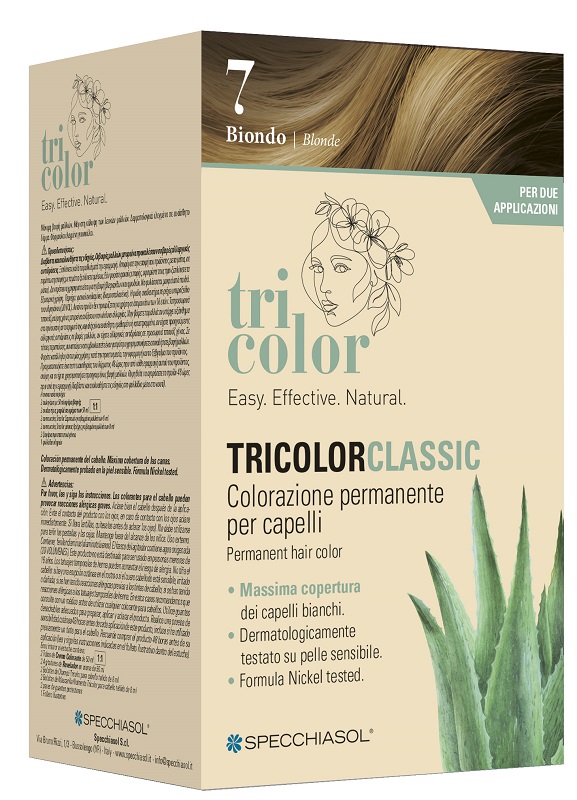 TRICOLOR CLASSIC 7 BIONDO 2 TUBI 50 ML + 2 SHAKER 50 ML + 4 BUSTINE 8 ML - Farmacia-flash.it