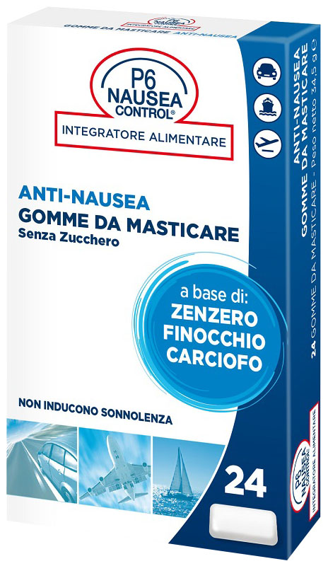 P6 NAUSEA CONTROL 24 GOMME DA MASTICARE SENZA ZUCCHERO - Farmacia-flash.it