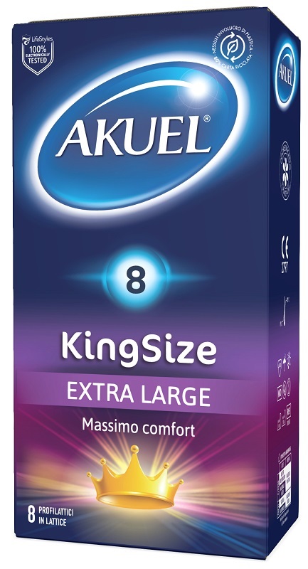 PROFILATTICO AKUEL KING SIZE EXTRA LARGE 8 PEZZI - Farmacia-flash.it