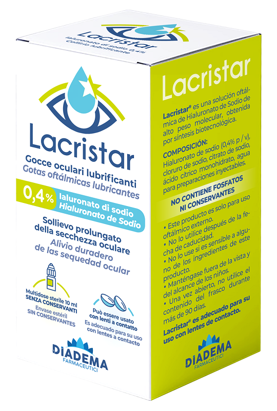 LACRISTAR GOCCE OCULARI LUBRIFICANTI 0,4% IALURONATO DI SODIO MULTIDOSE 10 ML - Farmacia-flash.it