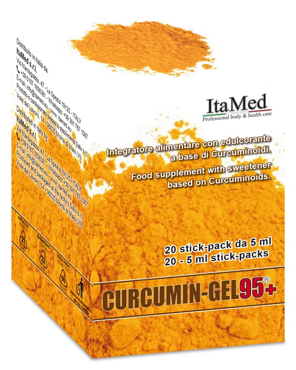 CURCUMIN GEL 95+ 20 BUSTINE STICK PACK MONODOSE DA 5 ML AROMA LAMPONE - Farmacia-flash.it