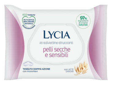 LYCIA SALVIETTINE STRUCCANTI PELLI SECCHE E SENSIBILI 20 PEZZI - Farmacia-flash.it