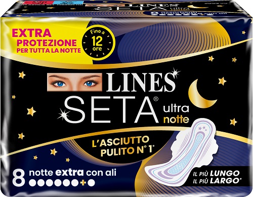 LINES SETA ULTRA ASSORBENTI NOTTE 8 PEZZI - Farmacia-flash.it