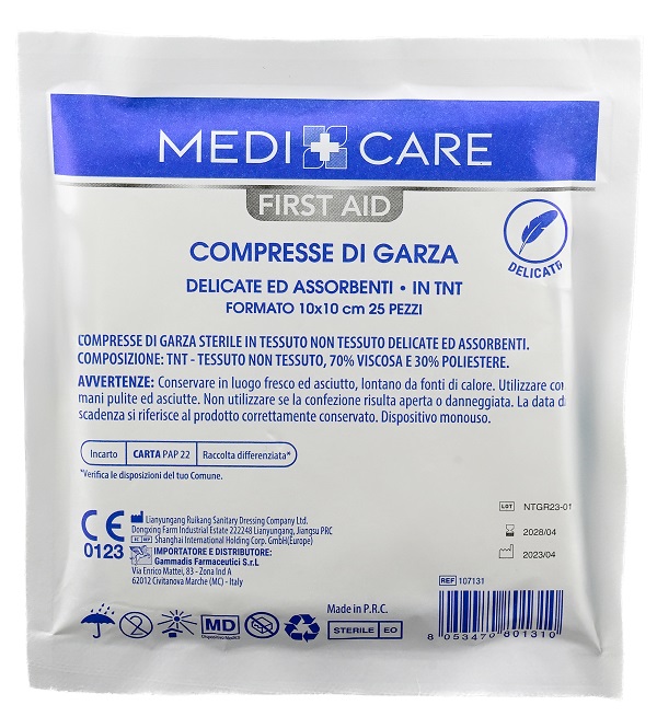 GARZA MEDICARE COTONE 10X10 CM 25 PEZZI - Farmacia-flash.it